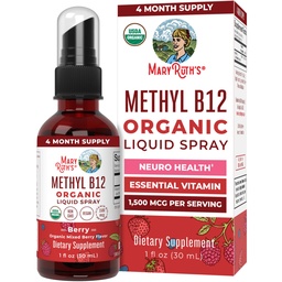 MaryRuth Orgânicos Vitamina B12 Spray Líquido Vegan, Non-GMO, Gluten-Free USDA Suplemento Orgânico !"Energia e suporte do sistema nervoso