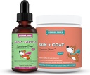 WONER PAWS Milk Thistle Drops Plus Skin + Coat Soft Chews - para cães Suporte de fígado e rim, Detox & pele e revestimento saúde - Milk Thistle 2 Aves - Pele + Revestimento 70 Mastigações