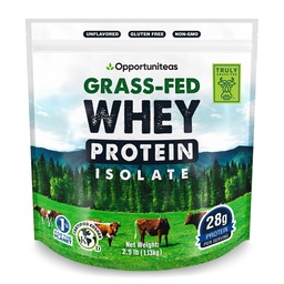 Opportuniteas Whey Feed Whey Isolate Protein Powder - Sem sabor 28g Protein Powder Sem Adoçantes Artificiais, Vacas sem Hormonas, Não OGM - 2,5 libras