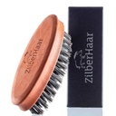 ZilberHaar bolso Bigode e escova de barba - Stiff Boar Bristles pequeno escova - perfeito barba Grooming Ferramenta - Alivia coceira barba - curto e médio - Made in Europe