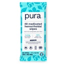 Pura Flusable Hemorroid Wipes XL, 48 contagem, medicado com Cooling Witch Hazel, Aloe & óleo de coco, alívio rápido, Fragrance-Free, 100% de plástico-livre