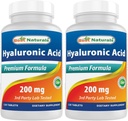 Melhor Naturals Ácido Hialurônico 200 mg 120 Comprimidos (Não-GMO, Gluten Free) - Promove a pele saudável jovem e saudável Função conjunta (120 Contagem de 2)