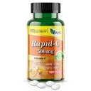 América Medic & Science Rapid-C 500mg Suplemento de vitamina C (1 pacote de 100 comprimidos) Booster de energia, suporte diário do sistema imunológico, antioxidante Vegan, ácido ascórbico não-GMO revestido para homens adultos e mulheres