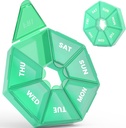Organizador de pílulas semanal, caixa de remédio de caixa de pílulas portátil de 2 embalagens 6 cores (sete dias) Nova edição para Vitamina / óleo de peixe / pílulas / suplementos de artrite amigável (Cyan)