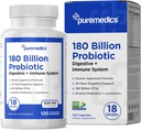 Fórmula de escolha Probióticos 180 Bilhões UFC - 18 Strains + Lactoferrina + Prebióticos - Imune, Digestivo & Gut Health - Obstipação, Diarréia, Gás e Bloating - para Mulheres & Homens - 120ct