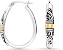 LeCalla 925 Sterling Silver Bali-estilo brincos Hoop leve clique-Top Antique dois tons Beaded italiano Bali estilo brinco Hoops para as mulheres