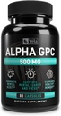 Alpha GPC 500mg Cápsulas de contagem de 80 Suporta Função Cognitiva Saudável Suporta Memória Saudável Positivo para Biodisponibilidade Optimal □ Não-GMO, 3a-Party Testado