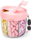 Dispensador de pílulas bonito com 7 grandes compartimentos, Organizador portátil de garrafas de pílulas com abertura ampla para uso fácil, Anti-Mix Organizador de pílulas para viagem, BPA-livre recipiente de pílulas, rosa