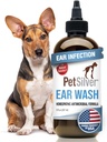 PetSilver Dog Ear Cleaner Solution – Lavagem de ouvido suave para cães e gatos com prata quelada – Otic Rinse Formula Targets Wax Building, Odor Fedorento e Itchy ou Irritated Areas - Made in USA - 8 fl oz