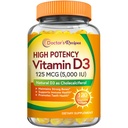 Receitas médicas Vitamina D3 5000UI, suporte imunológico para ossos, dentes e função imunológica, não-GMO, sem gelatina, glúten ou soja, 120 vegetais