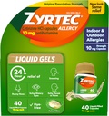 Zyrtec 24 horas Alergia Relief Gels Líquidos, Cápsulas Anti-Histamínicos com Cetirizine HCl Alergy Medicine para alívio de todos os dias de Runny Nase, espirros, Itchy Eyes & More, 40 contagem