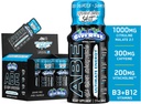 Tudo preto tudo energia shots 12 pacote , 300mg cafeína , azul Razz , zero açúcar , energia foco suplemento , mistura nootrópico para ginásio ou trabalho