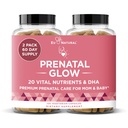 Vitaminas pré-natais brilhantes para as mulheres – 20-em-1 Nutrientes vitais para gravidez saudável e desenvolvimento fetal – Ácido Fólico & Vegan DHA para o crescimento do bebê e uma gravidez confortável – 120 cápsulas nutritivas