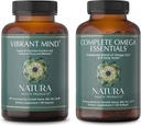 Produtos Natura Saúde Mente Vibrante e Completa Omega Essentials Suplemento Bundle - Suplemento Nootrópico do Cérebro para Memória e Foco - Mistura Equilibrada de Ómega 3, 6, 7, & 9 Ácidos Gordos