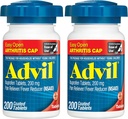Advil Reliever Dor e Redutor de Febre, remédio de alívio da dor com Ibuprofeno 200mg para dor articular, dor muscular e artrite menor alívio da dor - 200 comprimidos revestidos com fácil abertura Artrite Cap