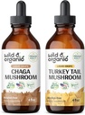 Tintura de cogumelos Chaga selvagem e orgânico 4 fl oz & Turquia Tail Mushroom Tintura 4 fl oz