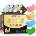 Sob remendos de olhos, 40 pares Máscara de olho para círculos escuros, Olhos Puffy, Sacos Undereye, rugas, Mascara de olho remendos com 24K de ouro, ácido hialurônico, Rosa e Aloe Vera, tratamento de olhos cuidados da pele para homens e mulheres presente