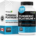 Renew Actives Turmeric Platinum 1350MG por 3 Cápsulas com Pimenta Preta e Ginger – Antioxidante, Fígado e Suporte Digestivo – Reduz a Inflamação e Aumenta a Imunidade – Feito no Canadá – 120 Cápsulas