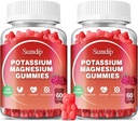 Magnésio pastilhas de potássio, Músculo & saúde do coração, Cães de pernas e sono, Suplementos de potássio Gummy Vegan não-GMO Gluten Free 60 chicletes-2 Pack, Framboesa