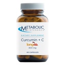 Curcumina de Manutenção Metabólica + C - Longvida + Suplemento de Curcumina Melhorada Vitamina C para Função Cérebro e Mobilidade Conjunta (60 Cápsulas)