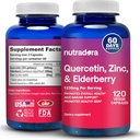 Quercetin 1000mg Veggie Cápsulas, Não-GMO, Elderberry Zinc Quercetin Suplementos Suporta Imune, Cardiovascular & Respiratory Health,120 Cápsulas (Pacote de 1)