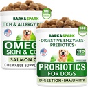 Cão Probióticos Mastiga + Ómega 3 para Dogs Bundle - Gás, Diarréia, Obstipação, Abandonado Estômago alívio + Alergia e Itch alívio - Enzimas Digestivas + Prebióticos + Ómega 3 - Suporte de Pele e Revestimento