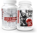 5% Nutrição 2-Stack Fígado e defensor de órgãos com NAC + BiggerByTheDay - Fígado, Rim, & Apoio ao Coração + Construtor de músculos anabólicos, Hardcore Lean Mass Gainer com Turkesterone, HICA, L-Leucina