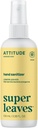 ATTITUDE Hand Sanitizer Spray, EWG Verificado, Mata Germes & Bacteria, Vegan & Planta-baseada, seguro para adultos e crianças, Folhas de limão Scent, 3.38 Fl Oz (Garrafa Spray)