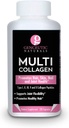 Genceutic Naturals Multi Colágeno Cápsulas Tipos I, II, III, V & X - 120 Veg Caps - for Healthy Hair Skin, Nails 1500mg Non-GMO, Pasture-raised, gaiola livre e cruelty Free Source