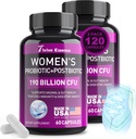 Probióticos para Mulheres 190 Bilhões UFC - 10 Strains & Postbióticos para Wowen- Imune, Digestivo, Gut, Vaginal & Saúde Urinária, PH Balance- Suporta Obstipação ocasional, Gás e Bloating, 120 Cápsula