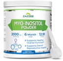Zazzee Myo-Inositol Pó, 6 Mês de Fornecimento, 183 Servings, 2000 mg por serviço, Free Scoop para Dosagem Exacta, 12.91 Ounces, 100% puro, Fertilidade All-Natural e Apoio Reprodutivo, Vegan, Não-GMO