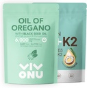 Óleo de Orégano Cápsulas & Vitamina D3 10000 iu Plus K2 (MK-7) 200 mcg, 300 óleo de coco Softgels