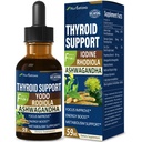 Thyroid Support Drops - Suplemento de Iodo Líquido, Gotas de YODO y Selenio para Tiroides, Con Rodiola Semenovii y Ortiga, Fight Brain Fog w/Ashwagandha & Rhodiola Extract Tincture.2 oz