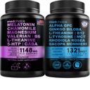 MEDCHOICE Sono Melatonina (90ct) e Nootrópico Cérebro (60ct) Suplemento Bundle - Duo Wellness para dormir, Cérebro, Foco, & Apoio ao humor - Vegan, Não-GMO, Gluten-Free