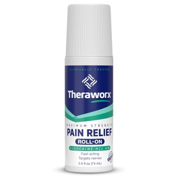 Theraworx Aliviação máxima da dor Roll-On com Lidocaína, Atuação Rápida - 2,5 Oz - 1 Conde