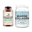 Complexo de Magnésio Premium AMANDEAN & Pacote de Colágeno Marinho. Treonato de Magnésio de Alta Absorção, Glicinato e Malato. Proteína de Colágeno de Peixe Hidrolisada Selvagem. Suporte qualidade sono, pele e humor