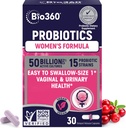 Bio360 Probióticos para a Saúde Vaginigal Mulheres - Suporta equilíbrio de pH, Vaginal, Urinário, & Saúde Digestiva - 50 bilhões UFC & 15 Strains exclusivos para saudável Odor vaginal & Flora vaginal - prateleira estável