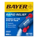 Bayer Rapid Relief Powder Packs com aspirina e cafeína, alívio da dor de ação rápida dissolvível para dor de cabeça, dor muscular e corporal, sabor de framboesa (Pacote pode variar), pacote de 3 x 10 Contagem