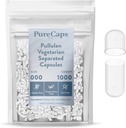 PureCaps EUA - Cápsulas vegetarianas Vegan Pullulan Pill Vazio Tamanho 000 □ 1.000 comprimidos separados □ Clear® Certificado não-GMO □ SLS, Glúten, Preservativo Grátis