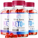 (3 Pack) Slim Aura Keto ACV Gummies - Oficial Slim Aura Keto Plus Apple Cider Vinagre 1050MG Advanced Formula Gummys, All Natural Premium Formula, Slimaura Gomitas Comentários, 300 Gummies para 5 meses