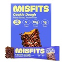 Misfits Vegan Protein Bares, Cookie Dough - Receitas atualizadas - Planta com base, Baixo açúcar & carboidrato, Snacks de alta fibra de 15