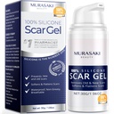 100% Silicone Scar Gel Scar Cream - Gel de cicatriz avançada para cicatrizes cirúrgicas, C-Seção, Marcas de alongamento, Acne, Lesão, Queimaduras, Kelóides, Cicatrizes antigas e novas 1,06oz (30g) (força máxima 100% Silicone)
