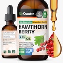 BIO KRAUTER® Hawthorne Berry Supplement - Puro Vegan Hawthorn Berry Liquid Drops 655 mg por serviço 2 Fl.Oz 28 Dias de Abastecimento - Usado para apoio geral e bem-estar diário - Álcool e açúcar livre