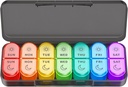 Organizador de comprimidos por semana 2 vezes por dia - Organizador de comprimidos AM PM com 7 casos pequenos de cores diárias, casos de pílulas de viagem matutina e noturna para vitaminas, medicina, e suplementos