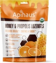 Mel e Própolis Lozenges sabor laranja, fresco respiração - acalma uma garganta- Imune Suporte com vitamina C, vitamina D e zinco, 20 Contagem