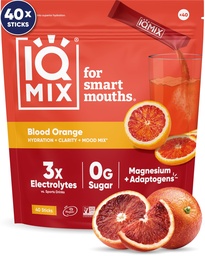 IQMIX Hydration Electrolyte Powder – Fórmula 4-em-1 para hidratação, clareza mental, humor e recuperação – Mistura de bebida sem açúcar, Keto, Magnésio L-treonato, Mane Leão – 40 Contar sangue laranja