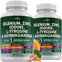 NOVA IDADE Selênio, Zinco, Iodo, L Tirosina, Ashwagandha - Suplemento para Mulheres e Homens com Bladderwrack, Açafrão, Sílica Kelp, Schisandra - 120 Conde