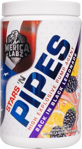 'Merica Labz Stars' N Tubos de alto explosivo agente de bomba, estimulante-livre, 6G de L-citrulina, 20 Servings (De volta em limonada preta)