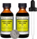 Solução de Iodo de Lugol / 2% / 4 Oz em duas garrafas de vidro âmbar / Droppers grátis / EUA