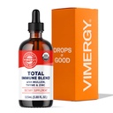 Suplemento Líquido Vimergy Total Immune Blend*, 57 Suporte Imune Absorvente de Absorção Rápida – All-Season, Zinc, Thyme and Mullein Drops Non-GMO, Vegan, USDA Organic, Immunity Support for Adults (115 mL)